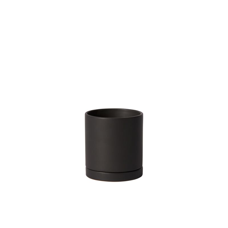 4.25" Romey Pot + Saucer Black