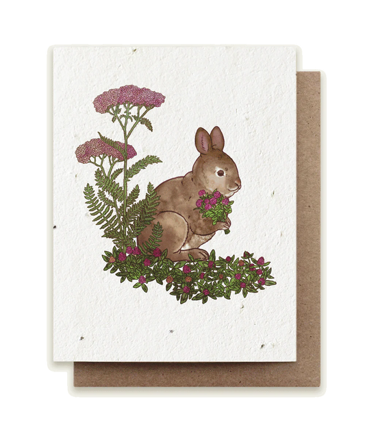 Rabbit Gathering Herbs Plantable Herb Seed Card