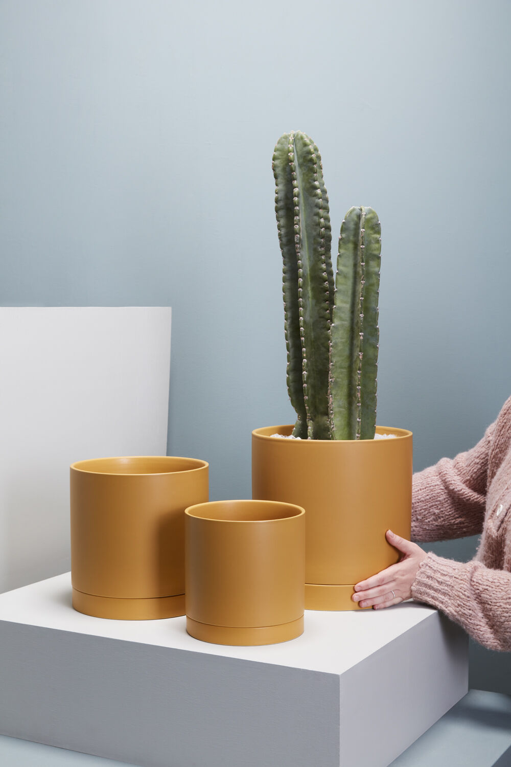 8" Romey Pot + Saucer Ochre
