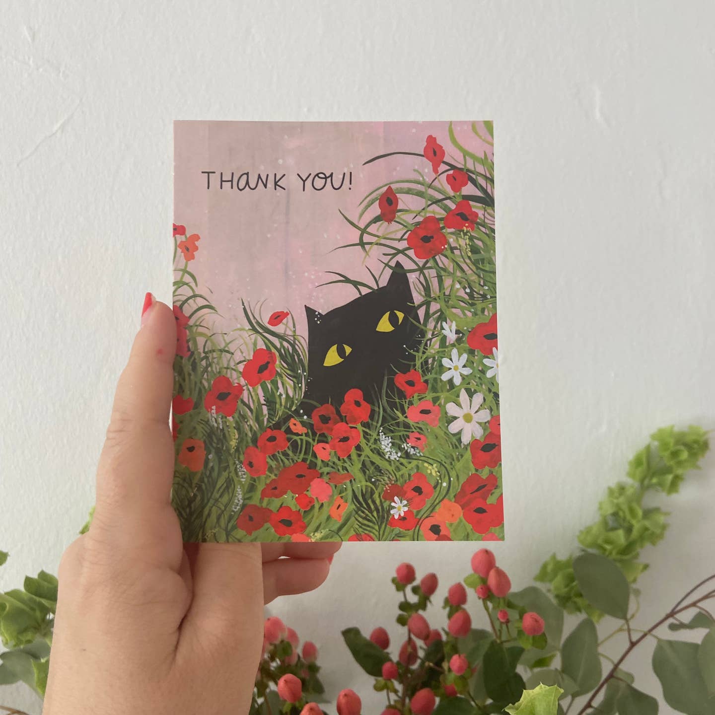 Thank You Flower Kitty Card