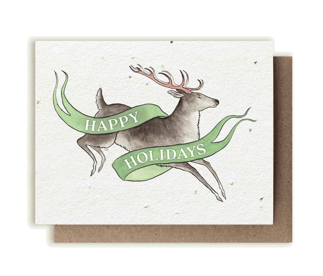 Reindeer Happy Holidays Plantable Herb Seed Card