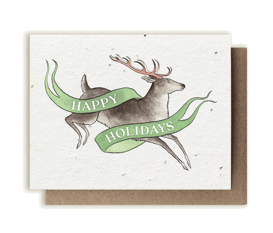 Reindeer Happy Holidays Plantable Herb Seed Card