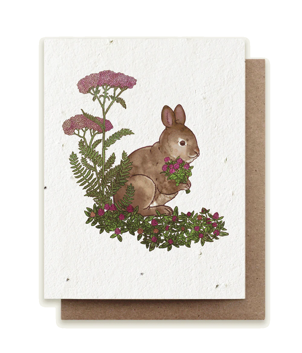Rabbit Gathering Herbs Plantable Herb Seed Card