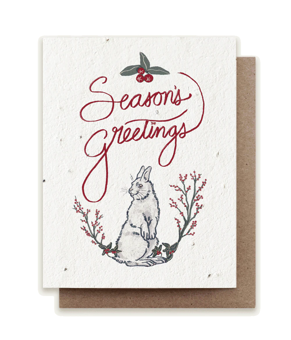 Season's Greetings Snowshoe Hare Plantable Herb Seed Card